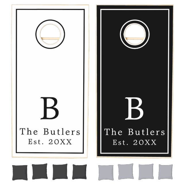 Black and White Personalized Cornhole Board Set (Set)