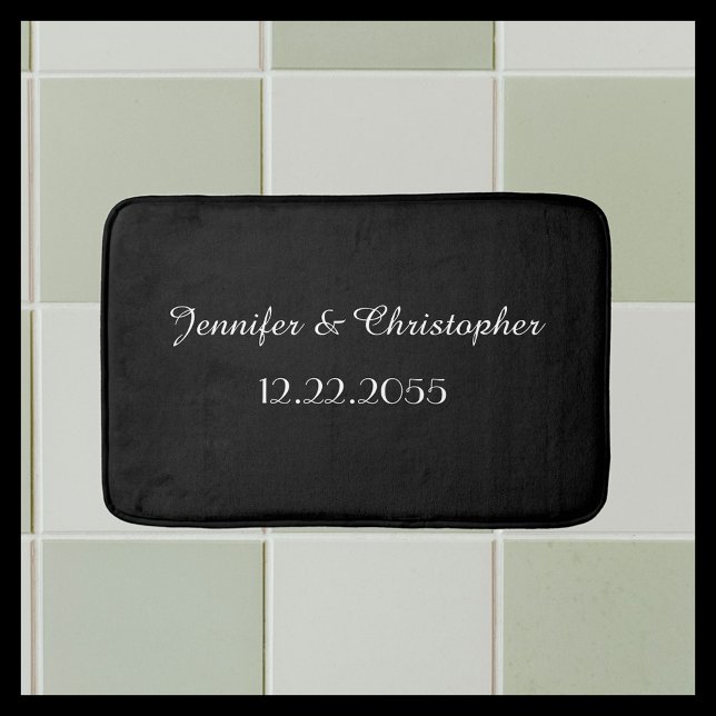 Black and White Personalized Elegant Plush Bath Mat (Creator Uploaded)
