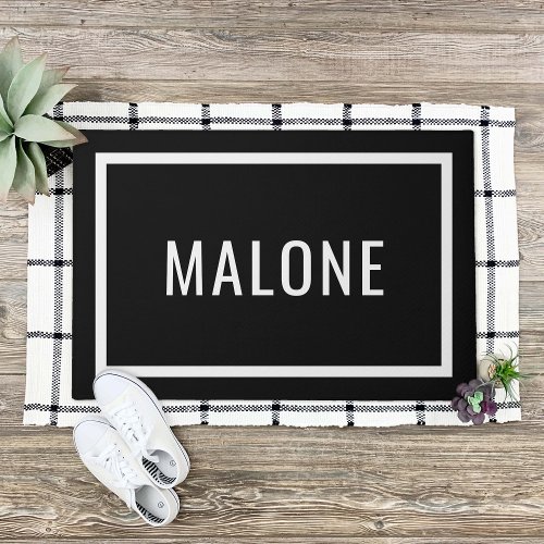 Black and White Personalized Family Name Doormat