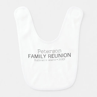 Black and White Personalized Family Reunion Baby Bib