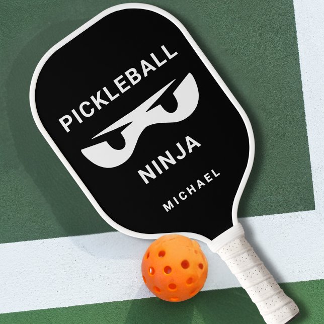 Black and White Personalized Fun Ninja Pickleball Paddle (Creator Uploaded)