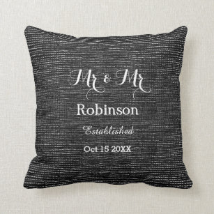 Black And White Personalized Gay Wedding Love Throw Pillow