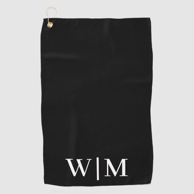 Black and White Personalized Golf Towel (Front)