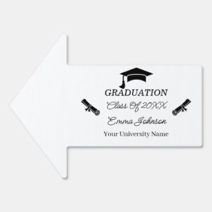 Black And White Personalized Graduation Yard Sign