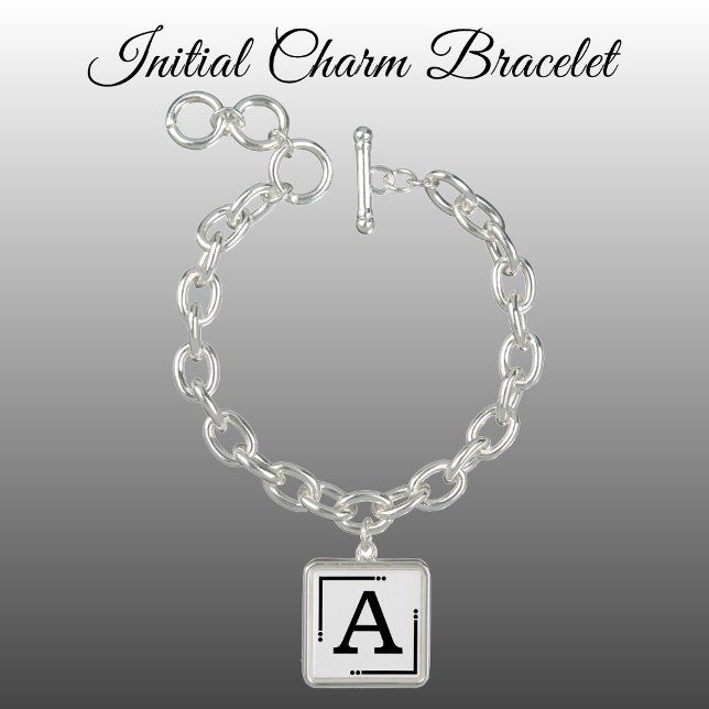 Black and white personalized initial charm bracelet (Creator Uploaded)
