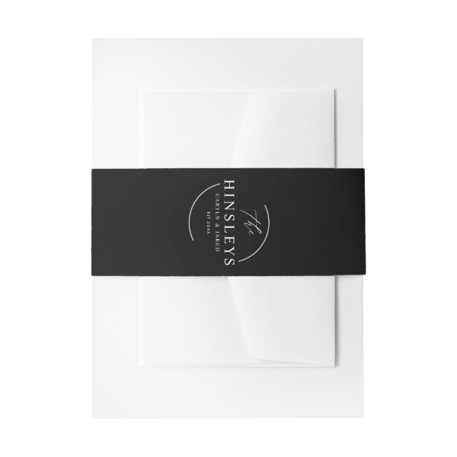 Black and White Personalized Invitation Belly Band (Front Example)