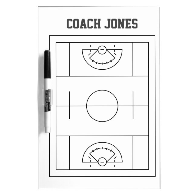 Black and White Personalized Lacrosse Coach  Dry Erase Board (Front)