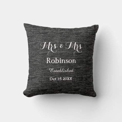 Black And White Personalized Lesbian Wedding Love Throw Pillow