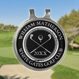 Black and White Personalized Modern Golf Hat Clip