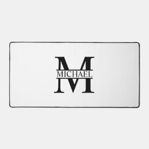 Black and White Personalized Monogram and Name Desk Mat