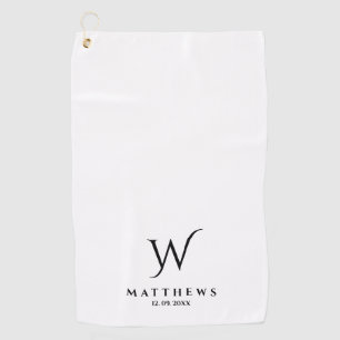 Black and white Personalized Monogram and Name Go Golf Towel