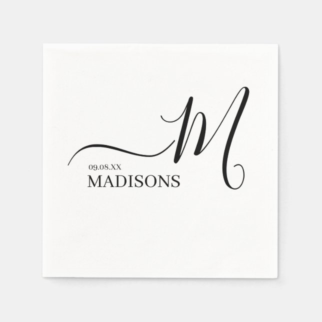 Black and White Personalized Monogram and Name Nap Napkins (Front)