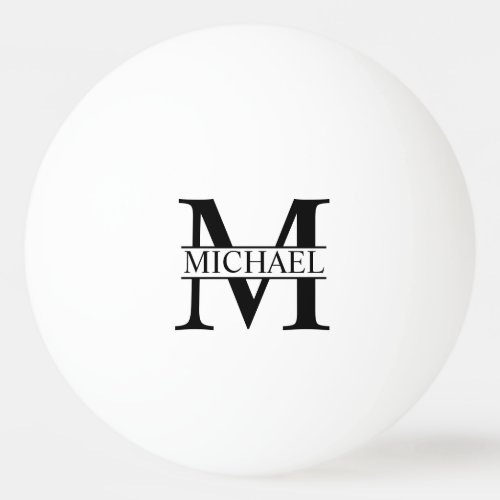 Black and White Personalized Monogram and Name Pin Ping Pong Ball