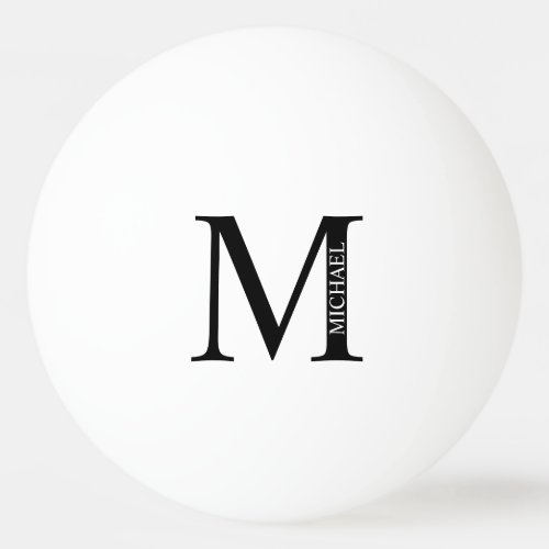 Black and White Personalized Monogram and Name Ping Pong Ball