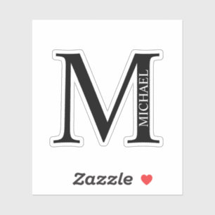 Black and White Personalized Monogram and Name Sti Sticker