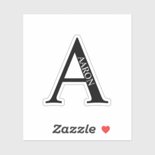 Black and White Personalized Monogram and Name Sticker