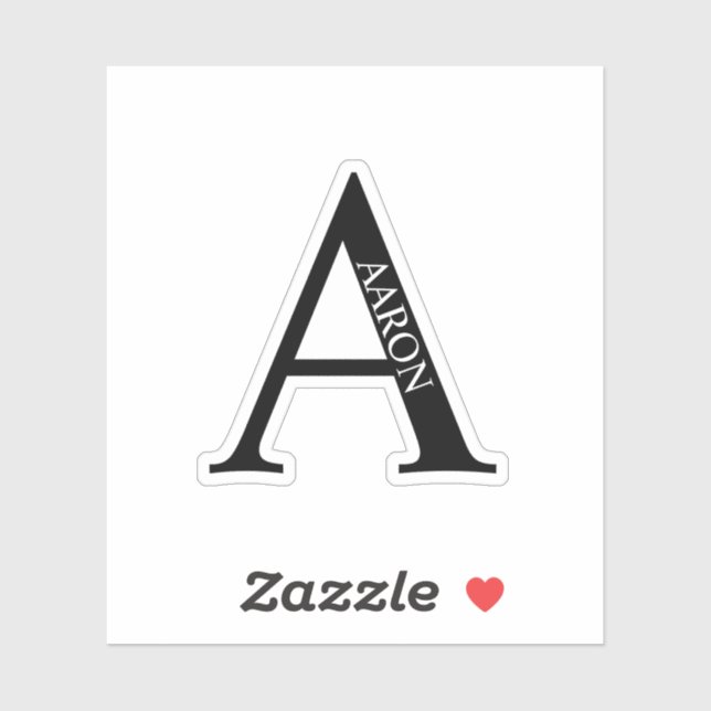 Black and White Personalized Monogram and Name Sticker (Sheet)