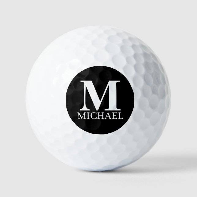 Black and White Personalized Monogram Golf Balls (Front)