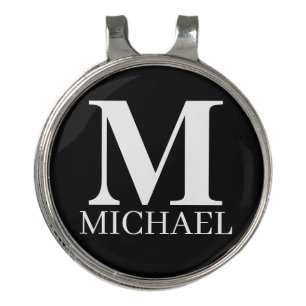 Black and White Personalized Monogram Golf Hat Clip
