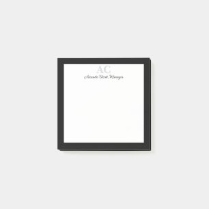 Black and White Personalized Monogram Name Post-it Notes