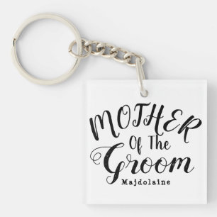 Black and white Personalized mother of the groom Keychain