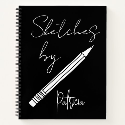 Black And White Personalized Name Artist Sketch Notebook