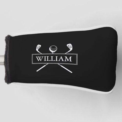 Black And White Personalized Name Clubs And Ball Golf Head Cover