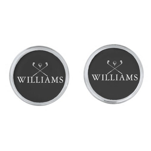 Black And White Personalized Name Golf Clubs  Cufflinks
