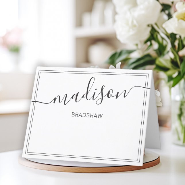 Black and White Personalized Name Script Signature Letterpress Thank You Card (Creator Uploaded)
