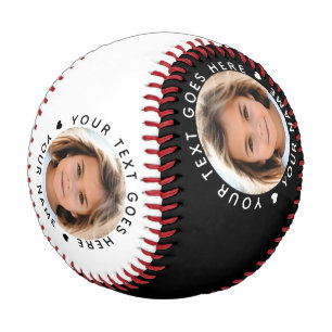 Black And White Personalized Name Text and Photo Baseball