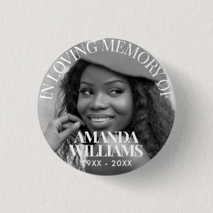 Black and White Personalized Photo Memorial Button
