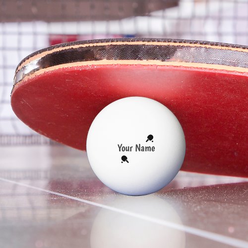 Black and white personalized ping pong ball