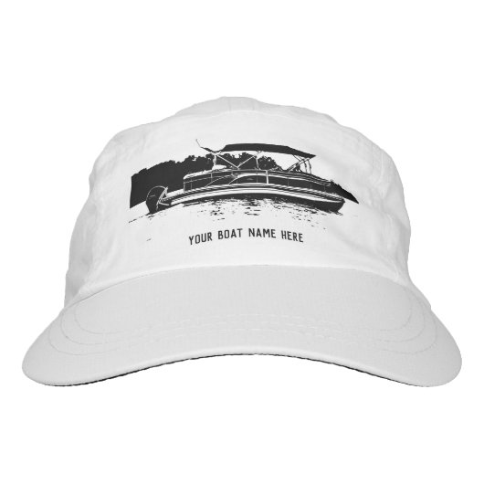 Black and White Personalized Pontoon Boat Hat (Front)