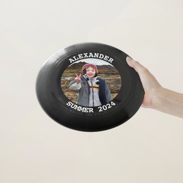  Black and White Personalized Round Family Photo Wham-O Frisbee (In Hand)