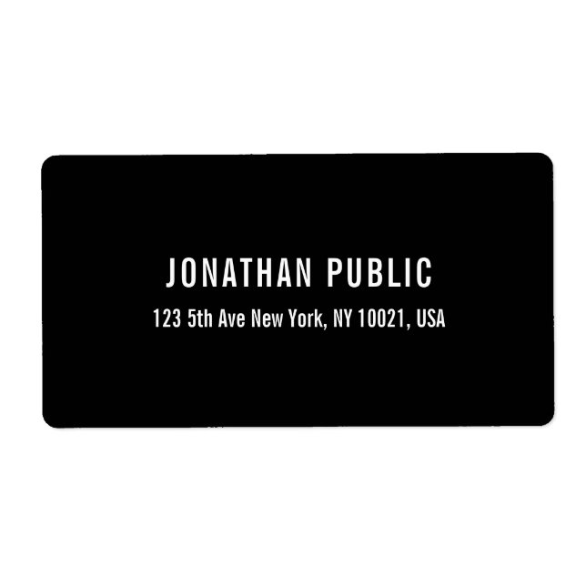 Black And White Personalized Simple Template Label (Front)