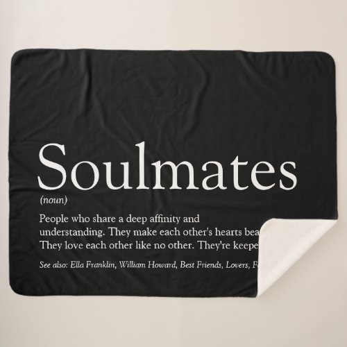 Black And White Personalized Soulmates Definition Sherpa Blanket