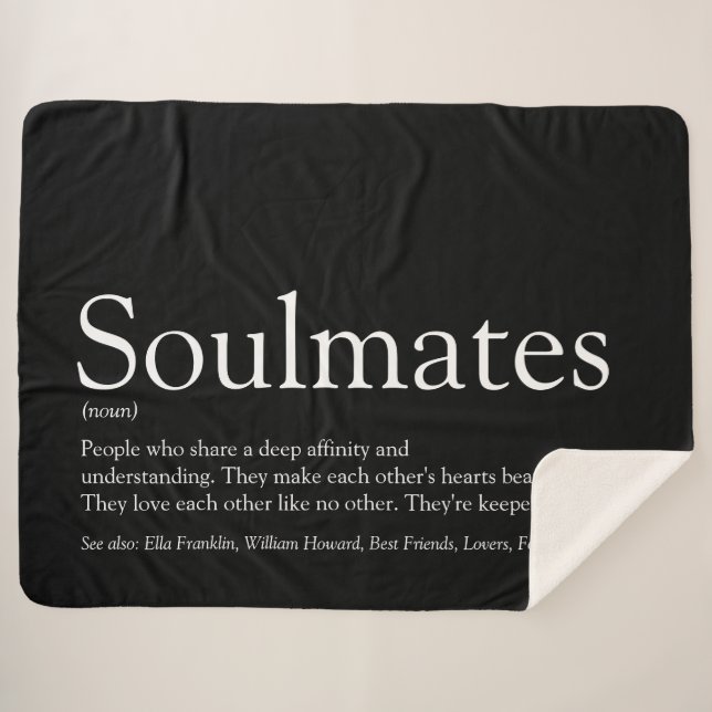 Black And White Personalized Soulmates Definition Sherpa Blanket (Front (Horizontal))