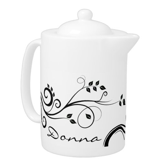 Black and White Personalized Tea Pot