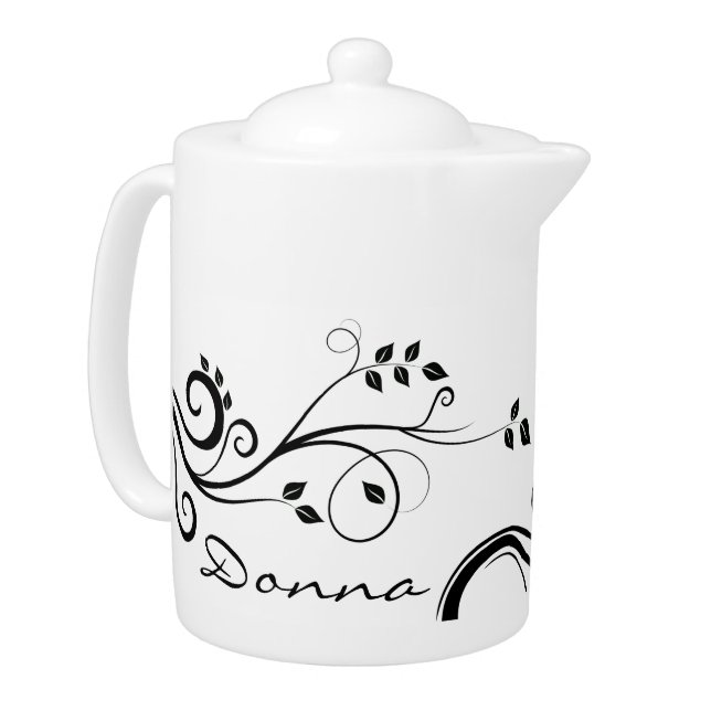 Black and White Personalized Tea Pot (Left)