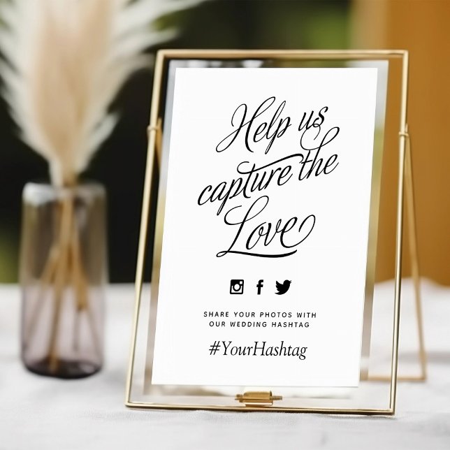 Black and White Personalized Wedding Hashtag Sign (Creator Uploaded)