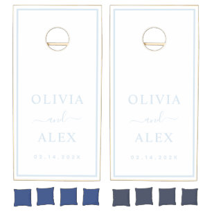 Black and White Personalized Wedding Monogram Cornhole Set