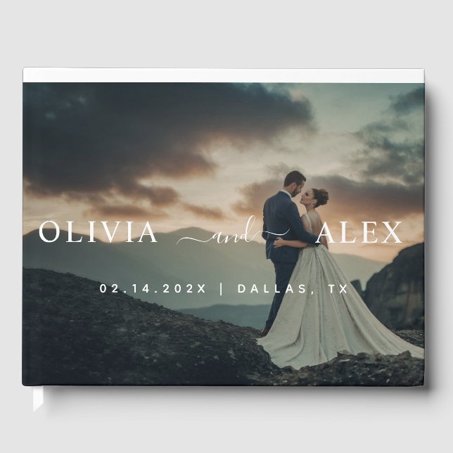 Black and White Personalized Wedding Photo  Guest Book (Front)