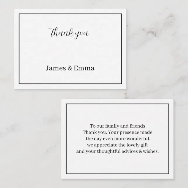 Black And White Personalized Wedding Thank You Note Card | Zazzle