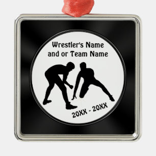 Black and White Personalized Wrestling Ornaments