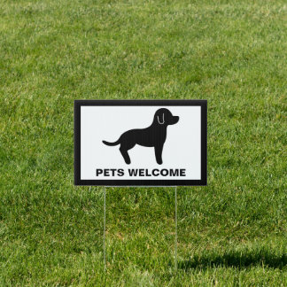 Black And White Pets Welcome Sign