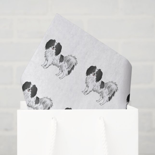 Black And White Phalène Cartoon Dogs Pattern Tissue Paper (Gift Bag)