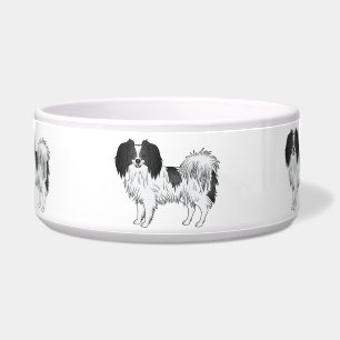 Black And White Phalène Cute Cartoon Dogs Bowl
