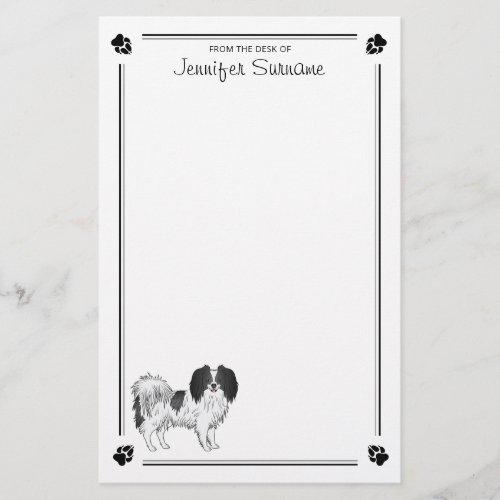 Black And White Phalne Dog With Paws And Text Stationery