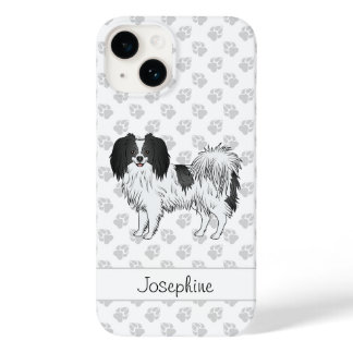 Black And White Phalène With Paws And Custom Name Case-Mate iPhone 14 Case