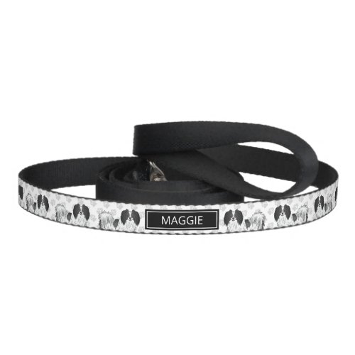 Black And White Phalne With Paws And Custom Name Pet Leash